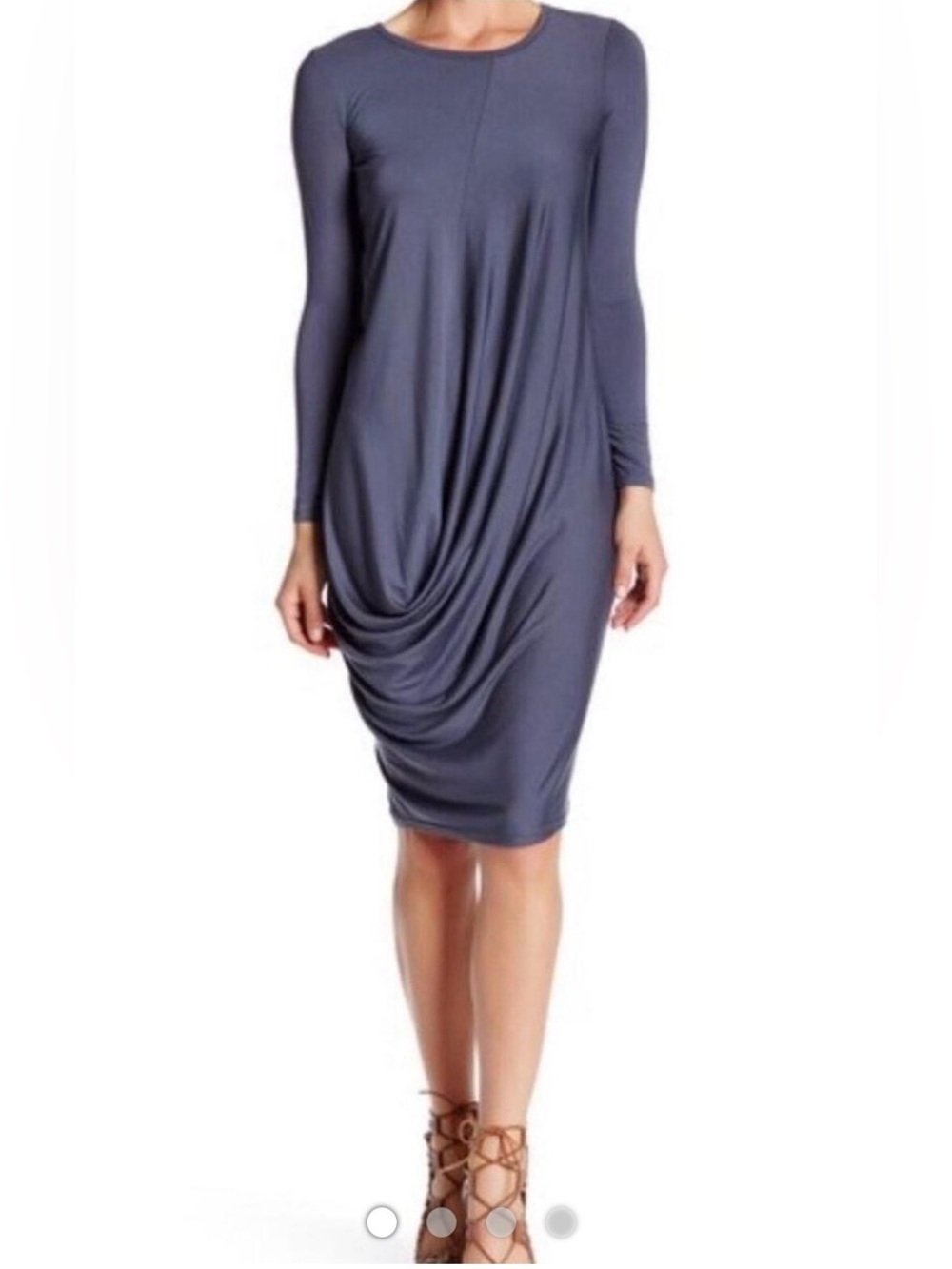 Go Couture grey long sleeve dress with ruched detail. Size L